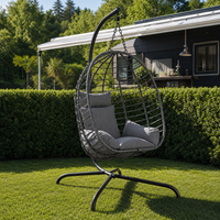 HäNgesessel Mit Gestell Klappbar Rattan HäNgestuhl 150 Kg Kissen Indoor Outdoor