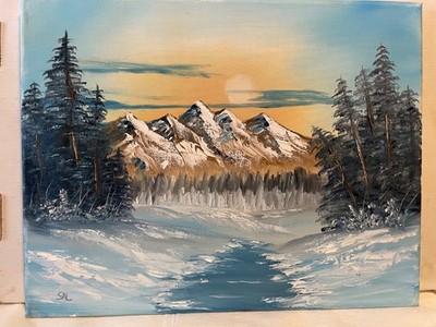 11 x 14 Oil Painting on Canvas.....''Winter Evergreens''