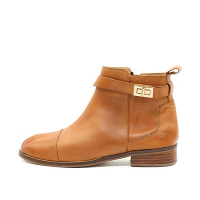 Cox Damen Stiefelette Leder Cognac Knöchelhoch Schnalle Stiefeletten EU 39
