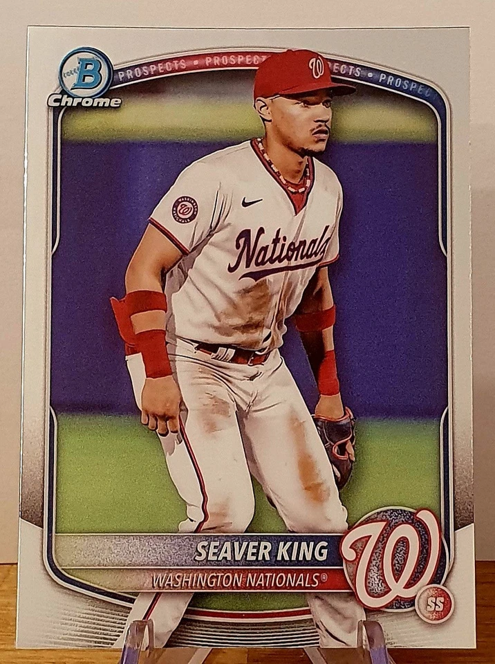 Seaver King Chrome Prospect Rookie 2025 Bowman #BCP-93 Washington Nationals - Photo 1/1