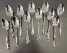 11 pc Antique FAIR OAK Teaspoons Wm Rogers & Son Antique Silverplate 5-7/8”