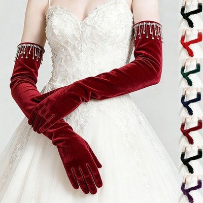 Einfarbige Samt Lange Handschuhe Abendkleid Handschuhe Verkleide Accessoires