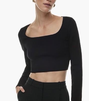 NWOT Aritzia Black  Babaton Sculpt Knit Prominence Longsleeve - Medium