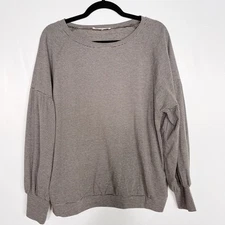 Grade & Gather Striped Long Sleeve Top S Cinch Cuff Balloon Sleeves Brown Gray 