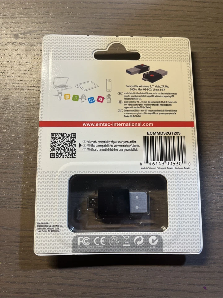 EMTEC MOBILE 32GB USB 3.0 MICRO 2.0  TWO in ONE FLASH DRIVE - Image 2 of 2