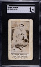 1922 WILLIAM PATERSON FRANK SNYDER 33 POOR V89 SGC 1 BASEBALL NEW YORK GIANTS
