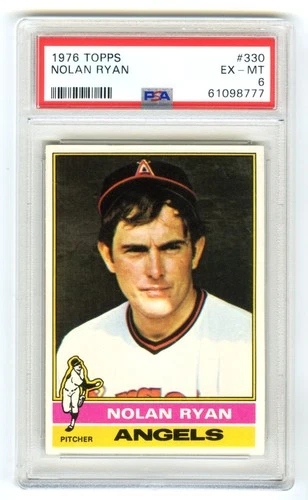 NOLAN RYAN~CAL. ANGELS~1976 TOPPS PSA-6 EX-MT RARE CENTERED CARD #330 (NEW CASE)
