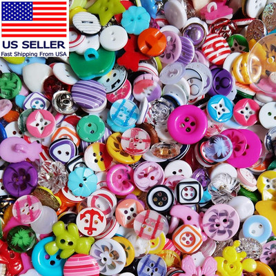Random 100Pcs Small Plastic Buttons DIY Sewing Craft Accessory (Mix)