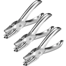 Shappy 3 Pack Metal Hole Punchers Single Hole Punch Paper Puncher Ticket for Sch