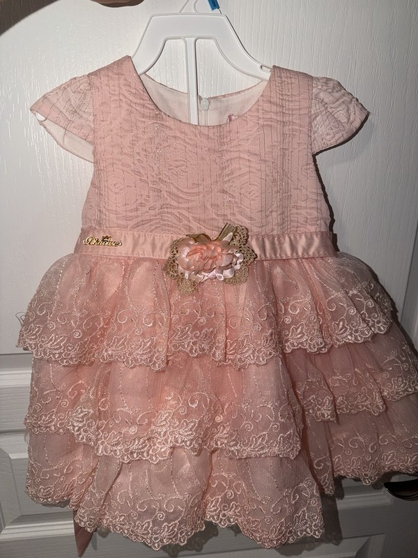 Duke toddler  Size 2 Pink Lace Fit & Flare Knee Dress Bow Zip Formal Party