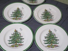 Set Of 4 Spode Christmas Tree S3324 Dinner Plates 10-3/4 BONUS PLATE