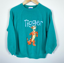 90s Winnie The Pooh Tigger Sweatshirt Adult Large Green Raglan Sleeves Disney