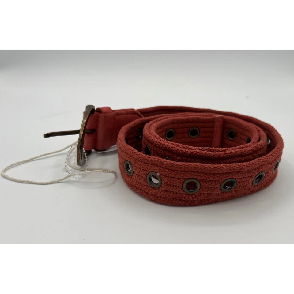 Free People Avril Grommet Belt Rust Red Canvas Leather S M Festival Boho - Image 4 of 4
