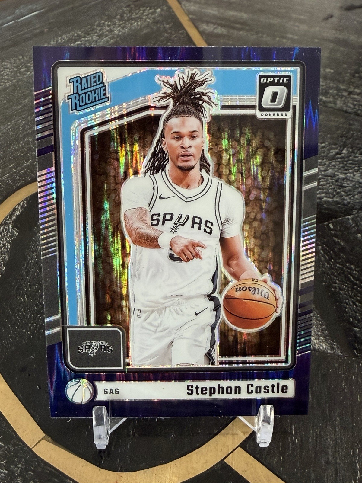 2024-25 Panini Donruss Optic Stephon Castle Purple Shock Rated Rookie Card #254