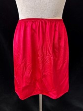Vanity Fair vintage half slip size M lace trim 17" long red 4" slit nylon