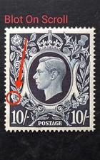 King George Vl GB 10/ Dark Blue SG.478ab Blot On Scroll MNH Well Centered VF