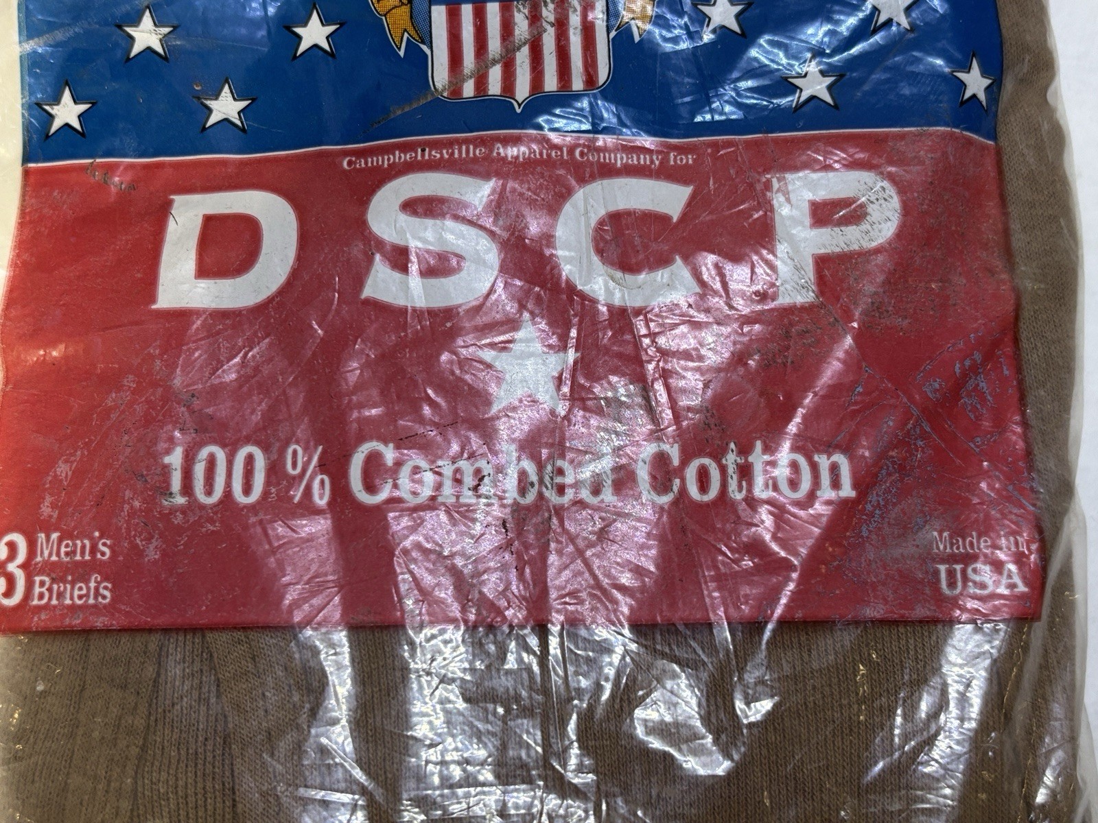US Military DSCP Mens Brown Combed Cotton Brief Underwear 3 Pack Size 36 USA