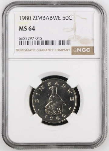 Zimbabwe 50 Cents 1980 NGC MS 64