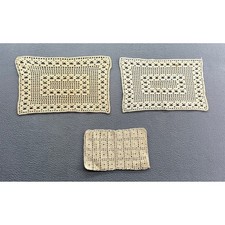 Vintage Handmade Lace Doilies Set 3 Rectangular Table Coasters Napkins