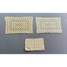 Vintage Handmade Lace Doilies Set 3 Rectangular Table Coasters Napkins