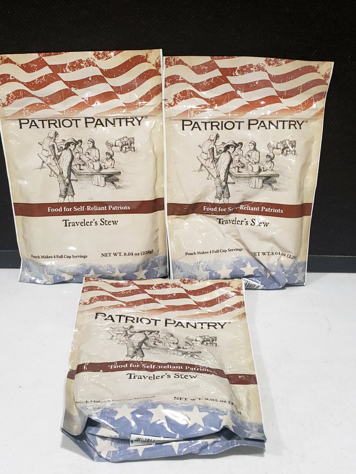 Lot Of 3- Patriot Pantry TRAVELER'S STEW - 4 Servings Each Packet