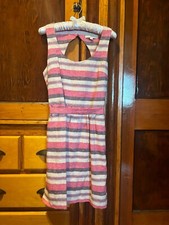 Ann Taylor LOFT Women’s Linen Blend Coral+ Tan Striped Dress Size 6