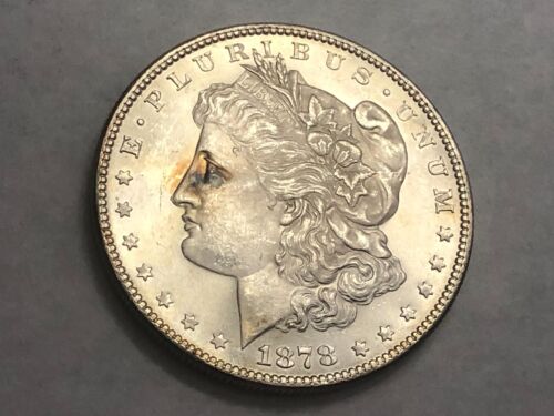1878 7tf rev 78 Morgan silver dollar. Deep satin BU. #rd3