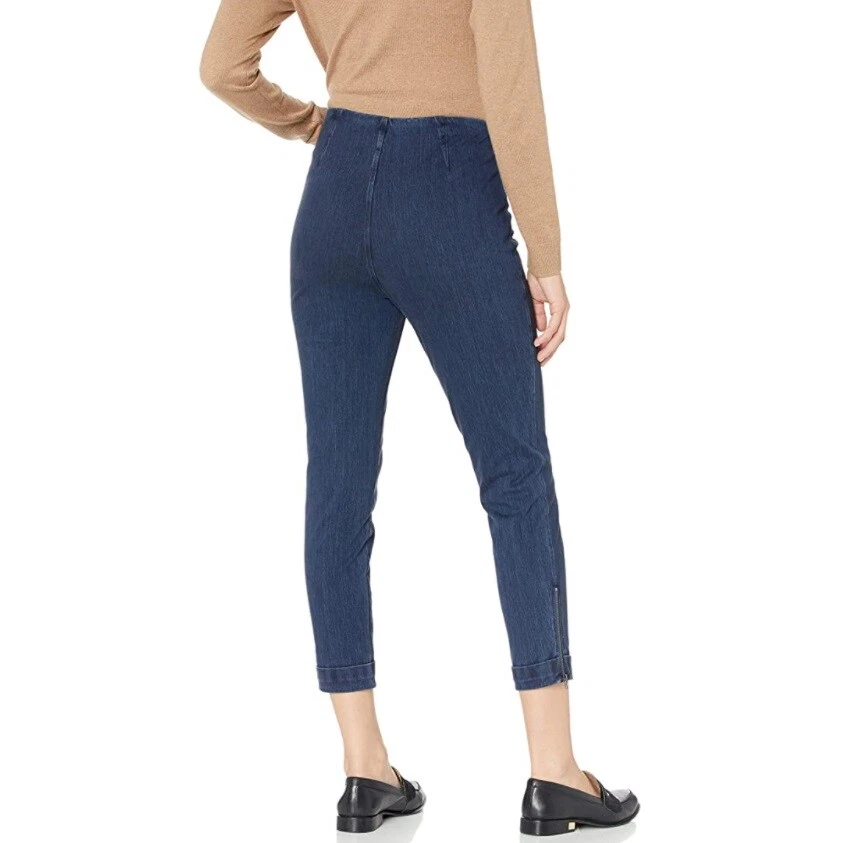 Leggings Cortos Lysse Tejido Denim Puños Talla XS Pantalones Capri Tobillo Cremallera Tintado Índigo Foto 3 de 4
