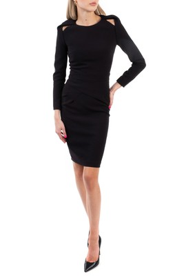 RRP  245 BA&SH Barbara Pencil Dress Size 0 / XS Black Cut Out Shoulder