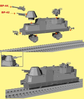鉄道模型 German 1/144 WWII German BP-42/44 Armored Train Panzertrgerwagen