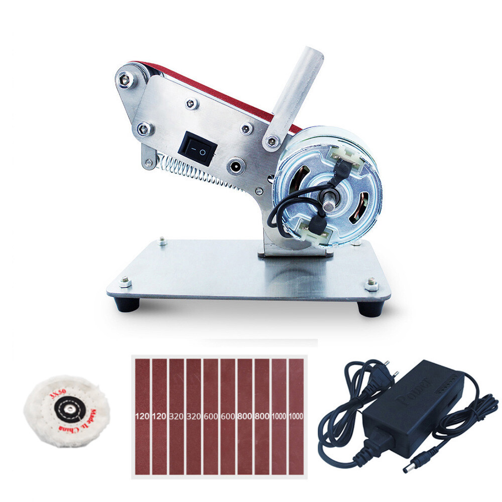 220V DIY Mini Belt Sander Polishing Grinding Machine Cutter Edge Sharpener Tool