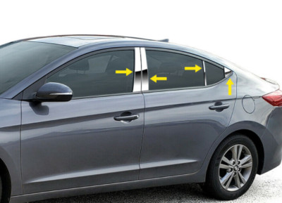 for 2018-2021 Hyundai Elantra GT 8PC Stainless Steel Chrome Pillar Post Trim