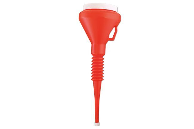 Laser 5430 Funnel 100mm Red Flexi Spout Non Spill Carry Handle Screw Fit Cap