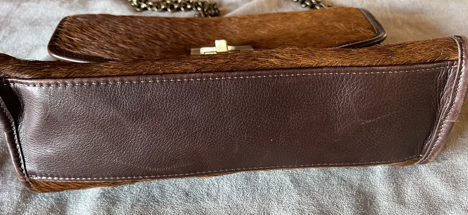 Nina Griscom for GiGi New York Shoulder Bag w/Double Chain Pony Hair/Calf Hide - Image 3 of 4