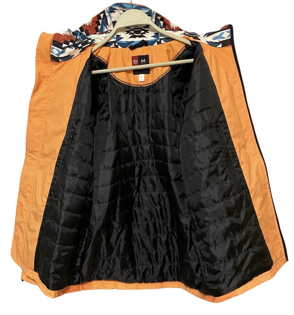 Ski Jacket Tribal Graphic Full Zip Lined Yellow Printed
