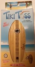 Hook And Ring Toss Game Tiki Toss Short Board Surf Wood Bamboo Party Game