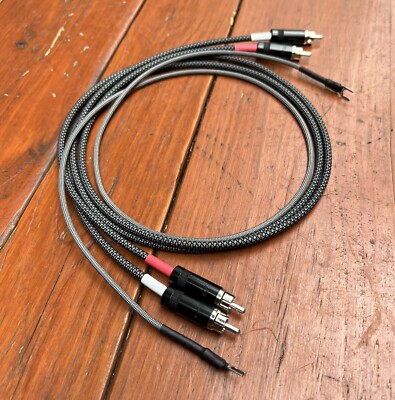 3 Ft. Audiophile Turntable Phono RCA Cables w/Ground Low Capacitance Shielded