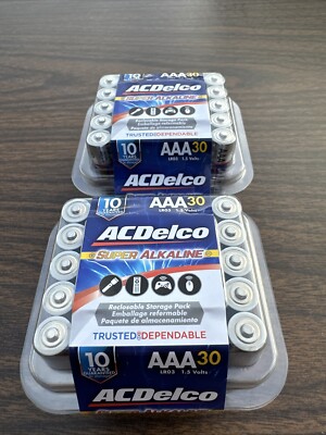 ACDelco 2-30 Packs (60 Batteries) AAA Super Alkaline Batteries Used By Date 2034