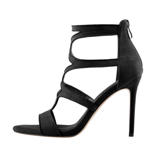 Onlymaker Women's Gladiator Sandals Open Toe Stilettos Back Zip High Heel Shoes - Picture 1 of 10
