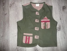 Koret Vintage Vest Size 8 Button Up Olive Green Maroon Sleeveless Top