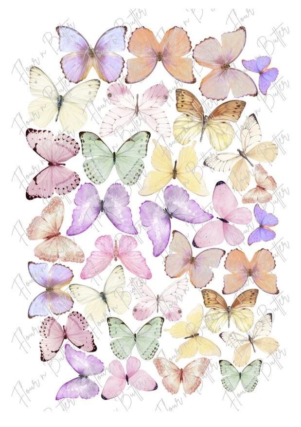 Pack de 32, 3-5cm Comestibles Precortados Oblea Mariposa - Pastel Arco Iris Mariposa Foto 4 de 4