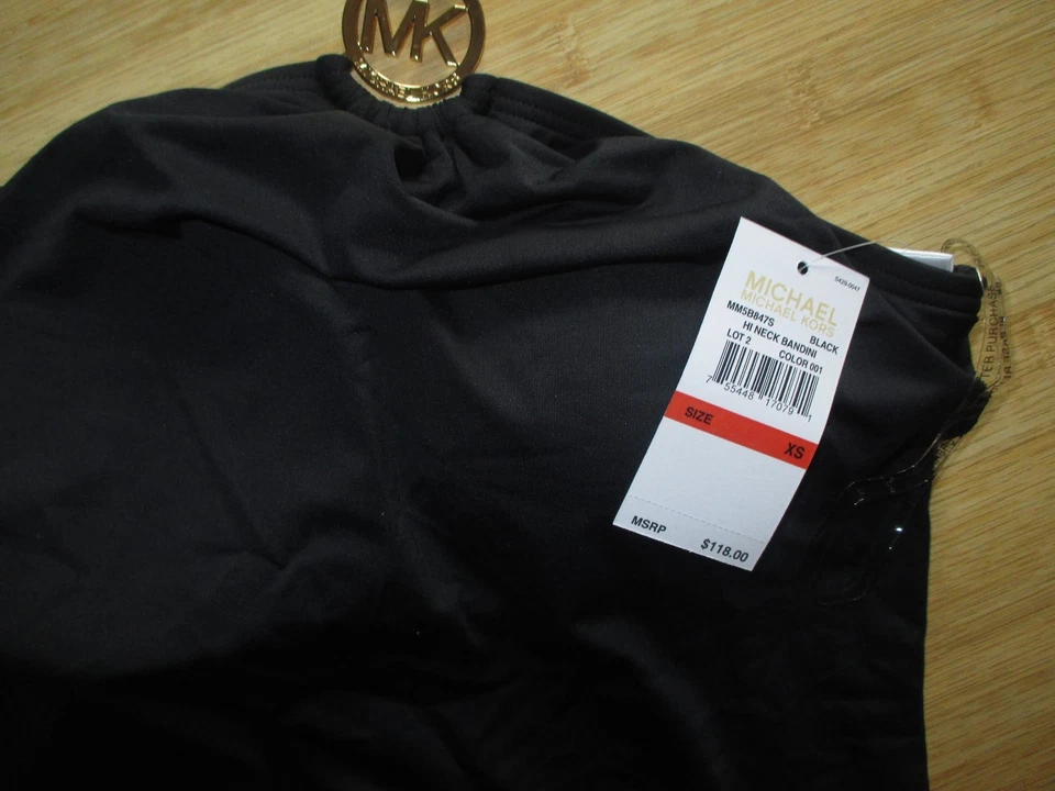 NEW✿ Michael Kors Sz S Two Piece Tankini Swimsuit Bikini $118 RV Black Gold MK  - Image 4 of 4