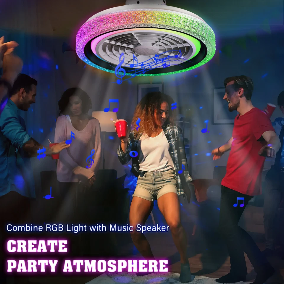 TCFUNDY 20" Smart Ceiling Fan with Light Alexa Google Control +Bluetooth Speaker - Image 4 of 4