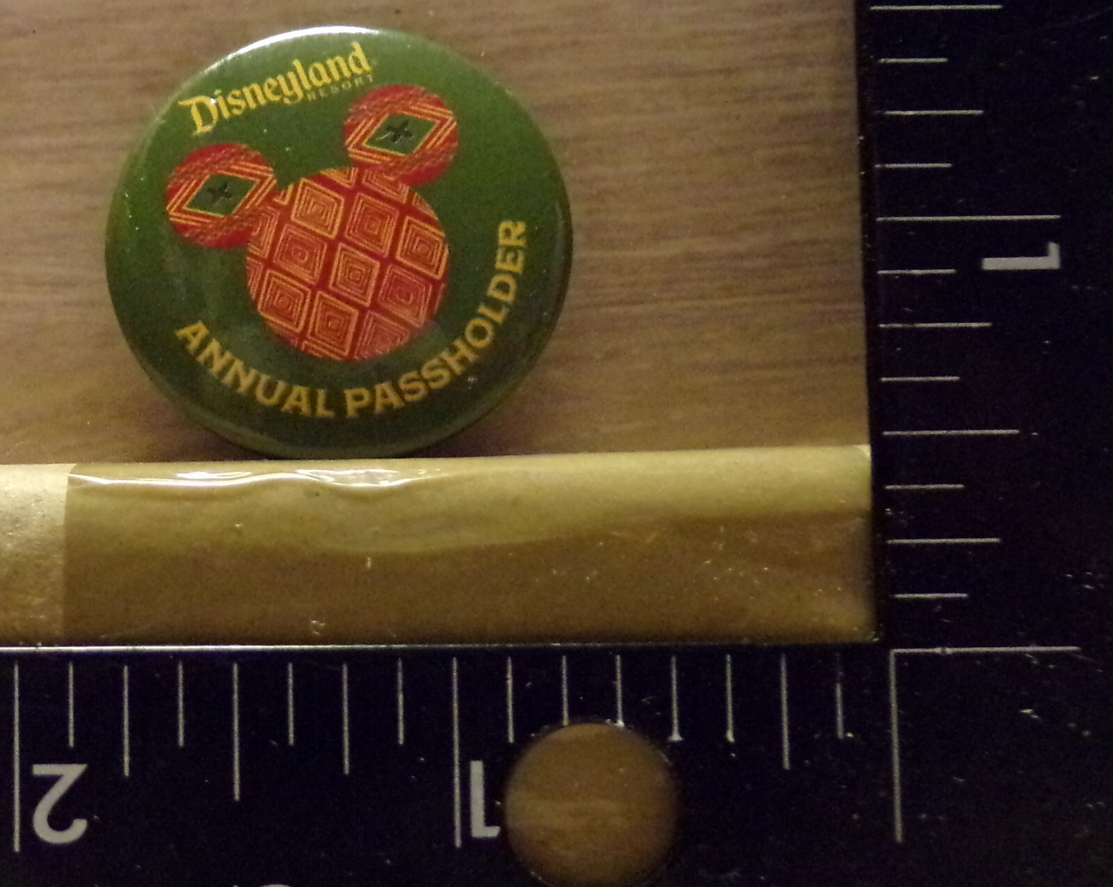 VINTAGE DISNEY DISNEY LAND RESORT HOTEL ANNUAL PASSHOLDER PIN BACK BUTTON .