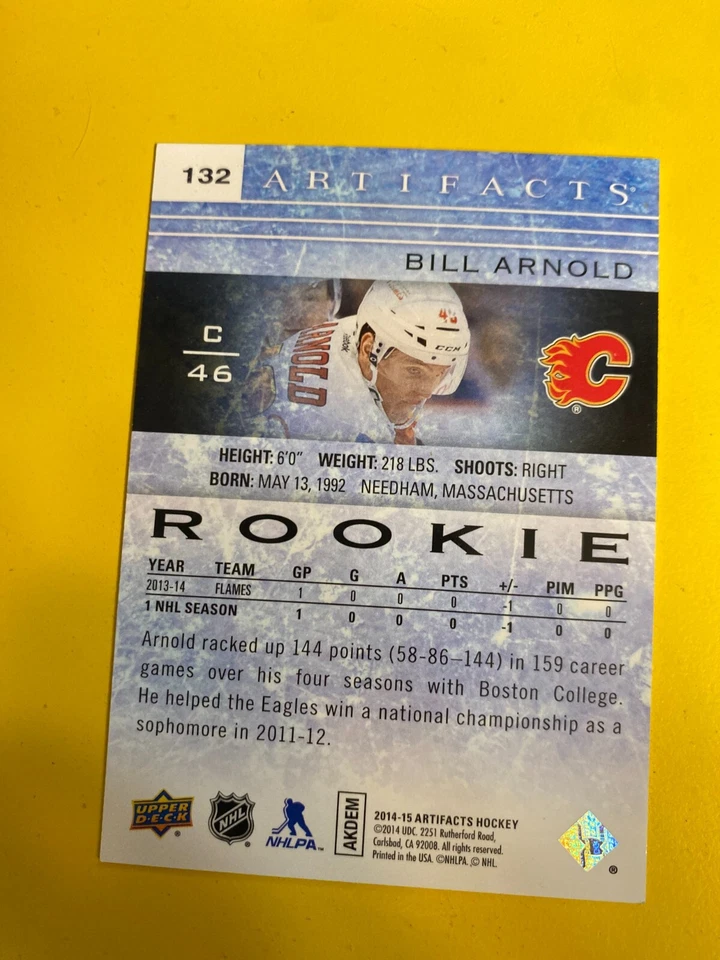 64440 	2014-15 Artifacts #132 Bill Arnold FLAMES RC  #680/999 - Image 2 of 3