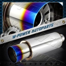 Universal 4 N1 Style Burn Tip Stainless Steel Racing Resonator Exhaust Muffler
