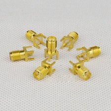 100pcs Gold RP SMA female plug center solder PCB clip Mount RF connectors plug