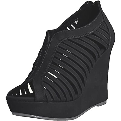 Top Moda Denver-1 Women's Bird Cage Gladiator Wedge Heel Sandals Platform  Shoes