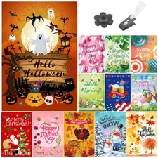 12 Pcs/Set Garden Flags Double Sided Yard Flags All Seasons Holidays 12x18Inch