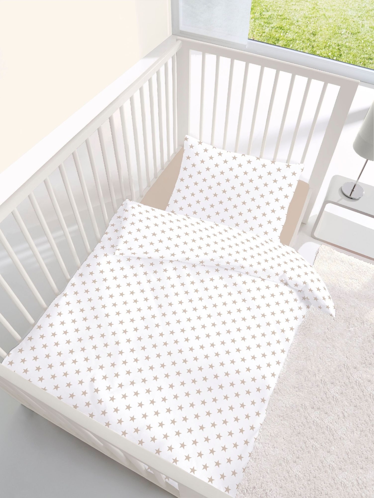 Ropa de Cama de Bebé Natural con Estrellas 100x135+ 40x60 CM